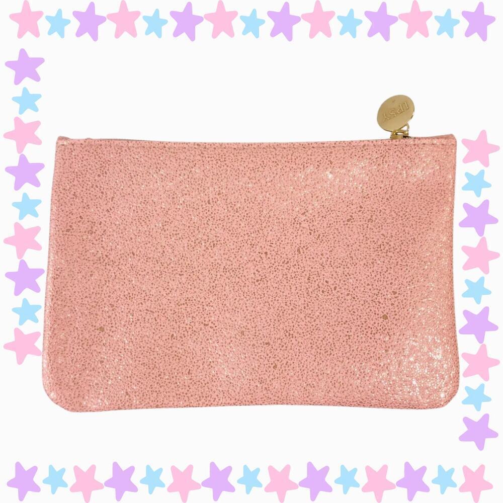 Pink Gold Textured Cosmetics Makeup Bag